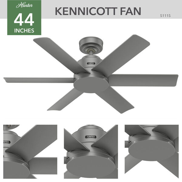 Kennicott Matte Silver 44-Inch Outdoor Ceiling Fan, image 5