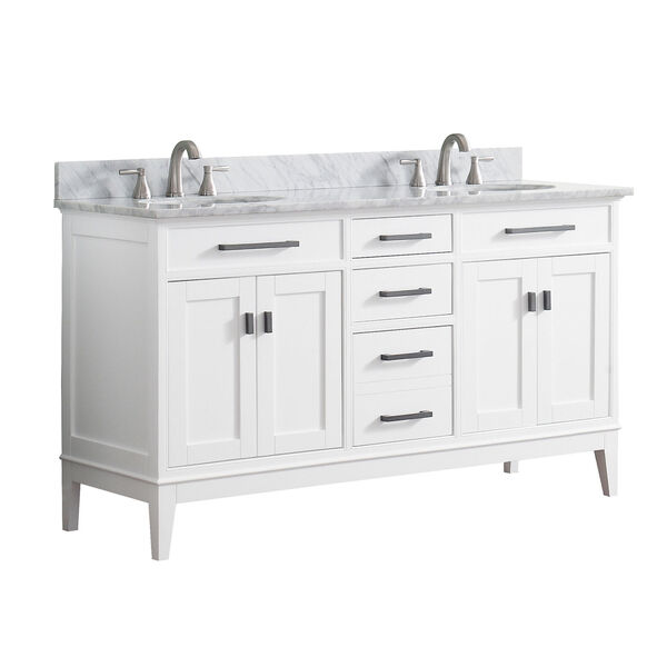 Madison White 61-Inch Double Sink Vanity Combo, image 2