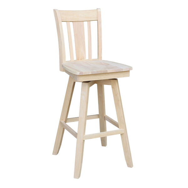 Natural Bar Height Table With Two Splat Back Swivel Bar Stool, Three-Piece, image 4