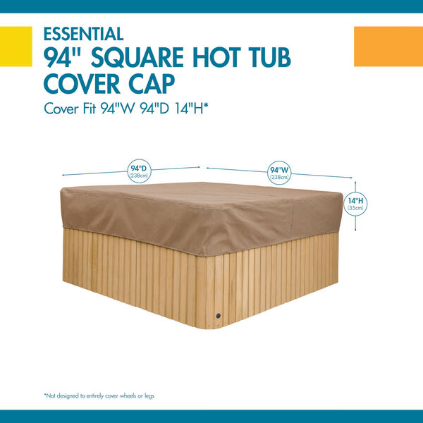 Essential Latte 94-Inch Square Hot Tub Cover Cap, image 2