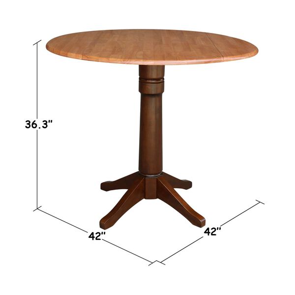 Cinnamon and Espresso 36-Inch High Round Dual Drop Leaf Pedestal Table, image 5