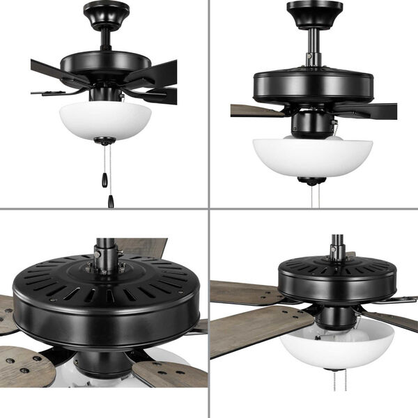 AirPro Builder Matte Black Two-Light LED 52-Inch  Ceiling Fan with Frosted Glass Light Kit, image 5