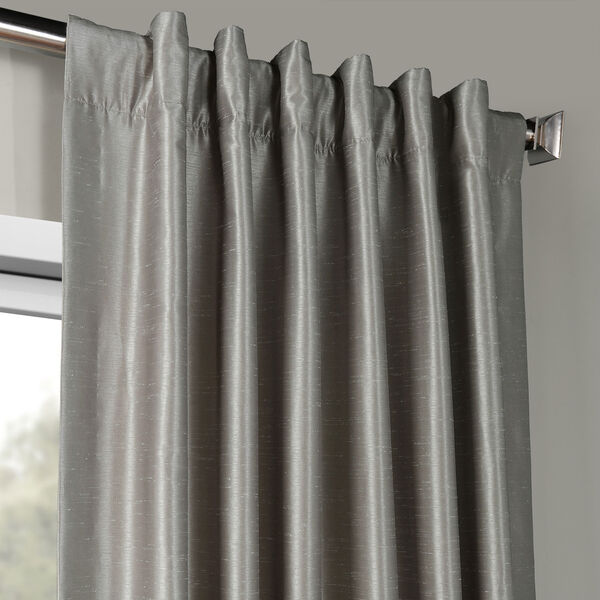Silver Vintage Textured Faux Dupioni Silk Single Panel Curtain, 50 X 96, image 4