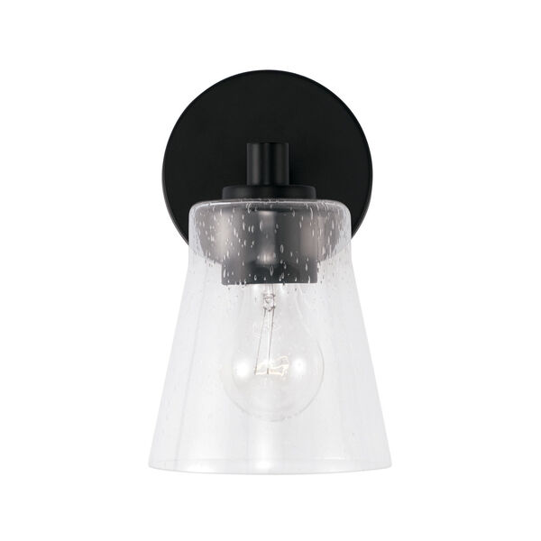 HomePlace Baker Matte Black One-Light Sconce with Clear Seeded Glass, image 4