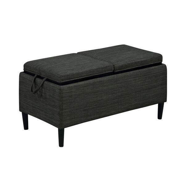Designs4Comfort Dark Charcoal Gray Fabric Magnolia Storage Ottoman with Reversible Trays, image 2