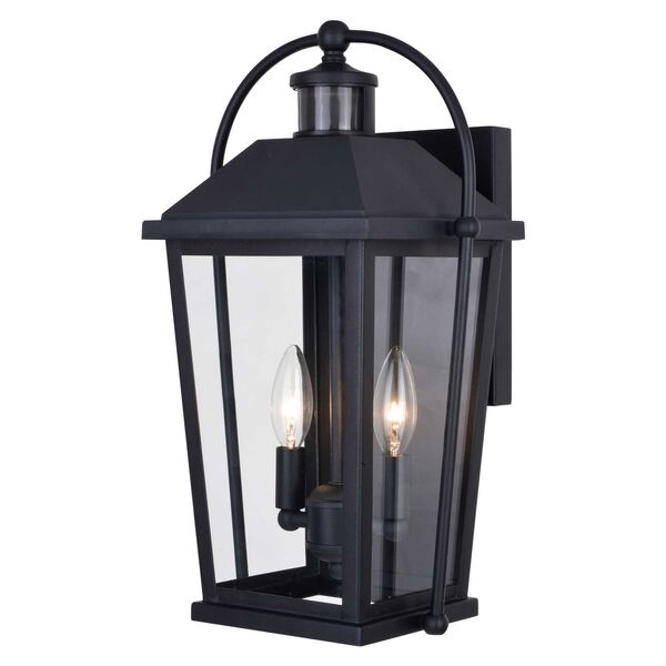 Lexington Textured Black Motion Sensor Dusk to Dawn Outdoor Wall Lantern with Clear Glass, image 1