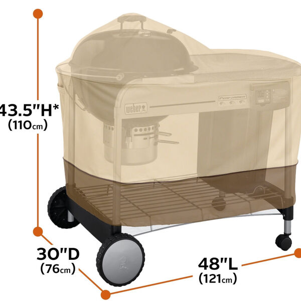 Ash Beige and Brown BBQ Grill Cover for Weber Performer, image 4