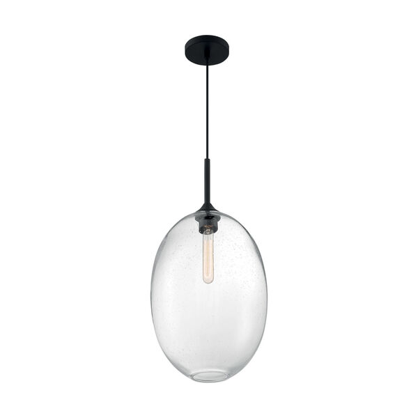 Aria Matte Black 23-Inch One-Light Pendant with Clear Seeded Glass, image 2