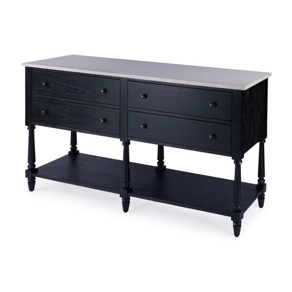 Danielle Washed Black 65-Inch W Marble Sideboard, image 1