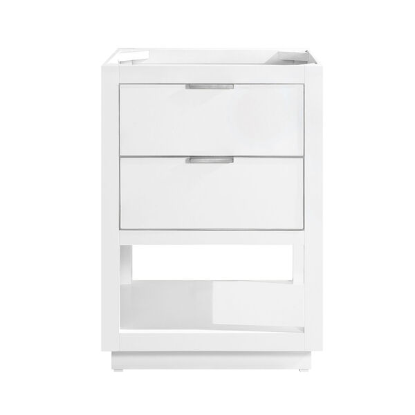 White 24-Inch Allie Bath Vanity Cabinet with Silver Trim, image 1