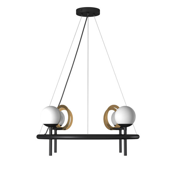 Fusion Matte Black and Brass Four-Light Chandelier, image 2