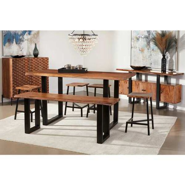 Brownstone III Nut Brown and Black Counter Height Dining Table, image 2