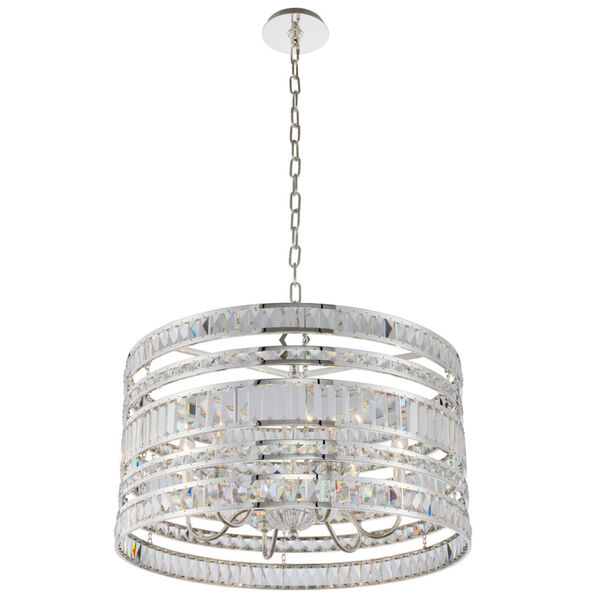 Strato Polished Silver Eight-Light Pendant with Firenze Crystal, image 4