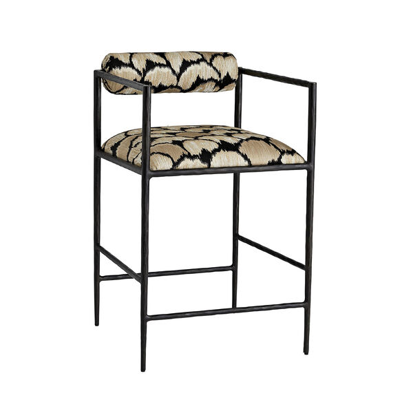 Barbana Natural Ocelot Embroidery Counter Stool, image 1