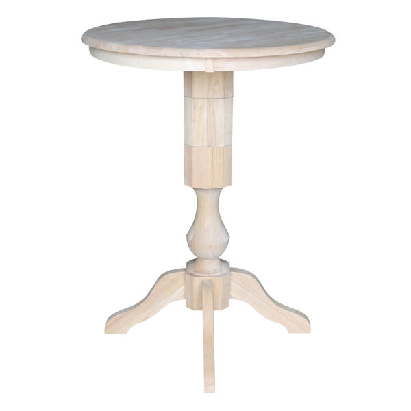 Unfinished 30-Inch Pedestal Bar Height Table, image 2