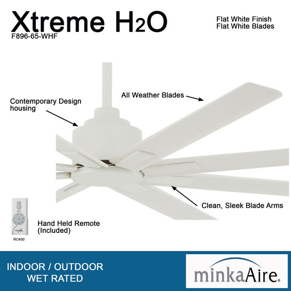 XTREME H2O Flat White Outdoor Ceiling Fan, image 2