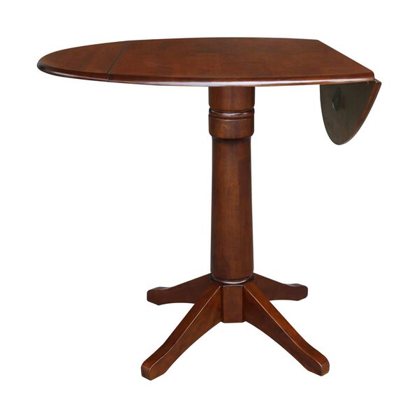 Espresso 36-Inch Round Dual Drop Leaf Pedestal Dining Table, image 2