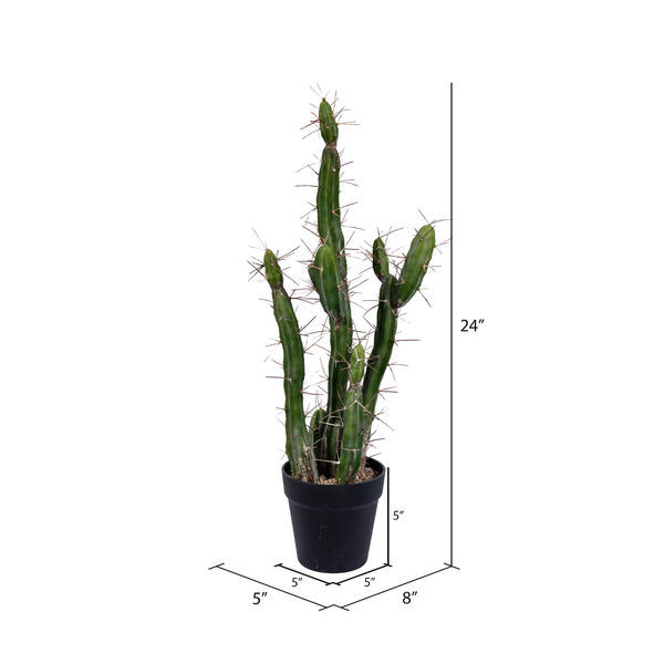 Green 24-Inch Cactus with Black Pot, image 2