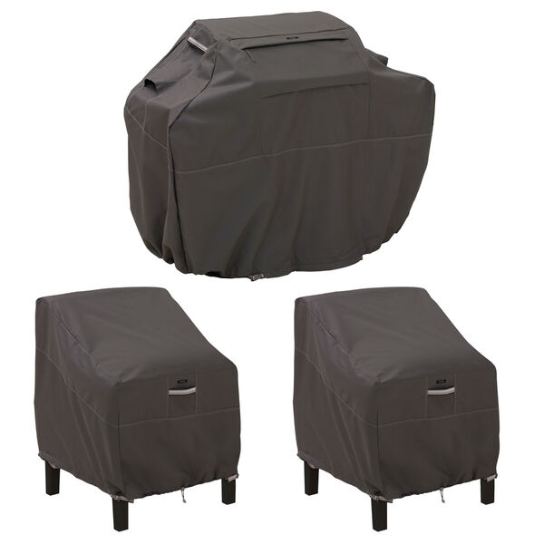 Maple Dark Taupe 8-Inch BBQ Grill Cover and 38-Inch Patio Lounge Chair Cover, image 1