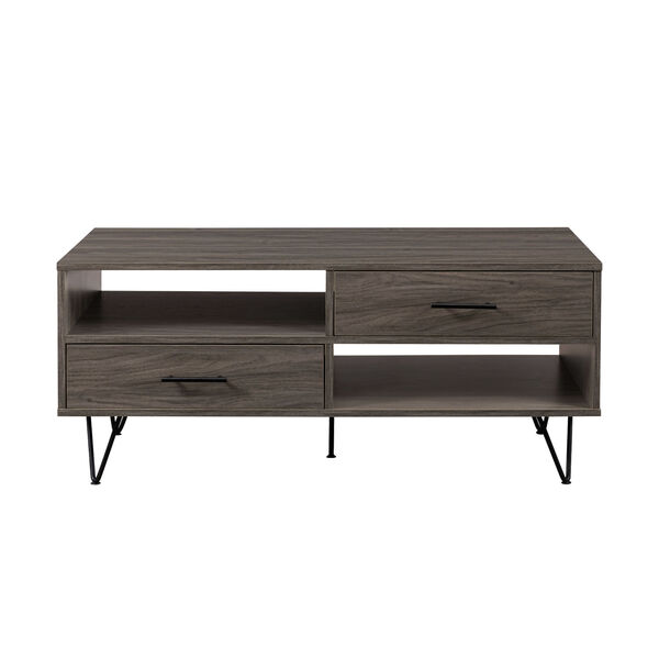 Croft Slate Gray Two-Drawer Coffee Table with Hairpin Legs, image 2
