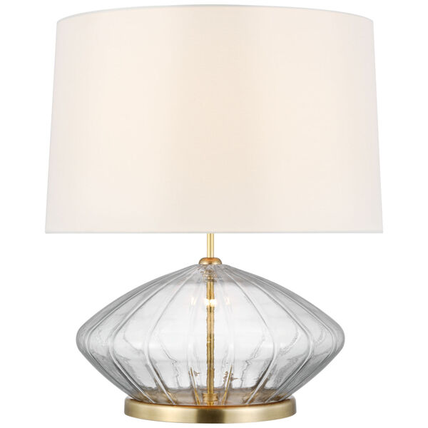 Everleigh Medium Fluted Table Lamp in Clear Glass with Linen Shade by kate spade new york, image 1