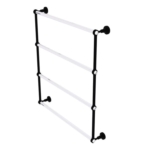 Pacific Grove Matte Black 4 Tier 30-Inch Ladder Towel Bar with Groovy Accent, image 1