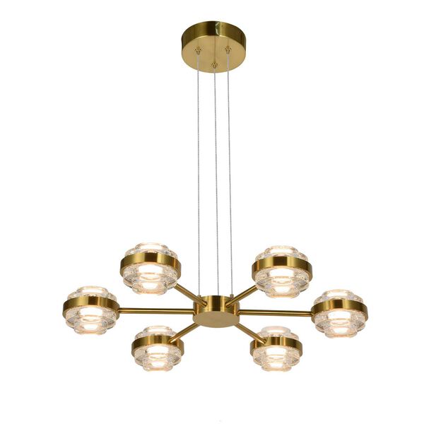 Milano Antique Brass Adjustable Six-Light Integrated LED Pendant, image 1