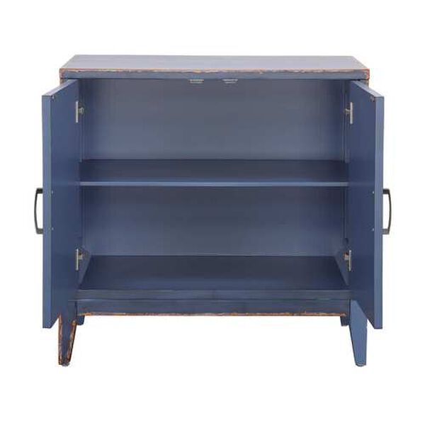 Levy Distressed Blue Cabinet with Two Doors, image 4