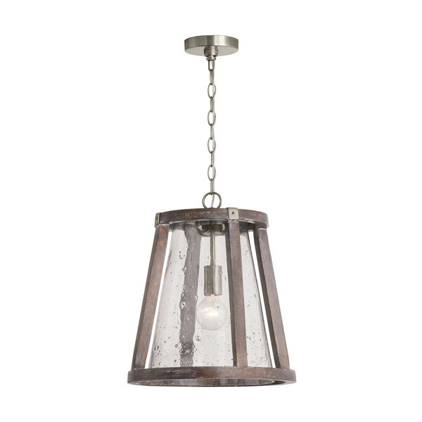 Connor Black Wash and Matte Nickel 20-Inch One-Light Pendant with Clear Stone Seeded Glass, image 4