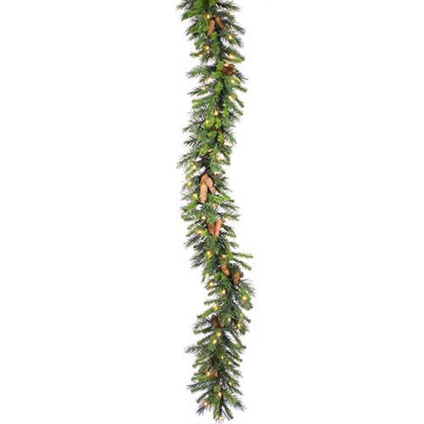 Green Cheyenne 50 Foot x 16-Inch Garland with 400 Warm White LED Light and 1600 Tips, image 1