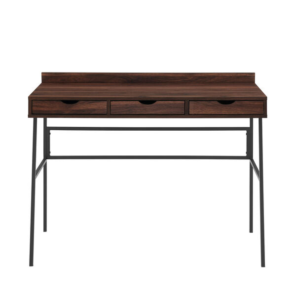 Marvin Dark Walnut and Black Angled Front Desk with Three Drawer, image 3