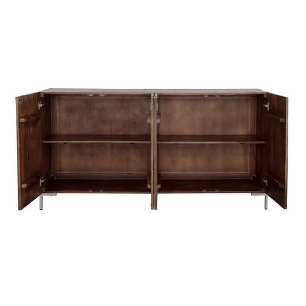 Brown Solid Wood Credenza with Four Doors, image 4