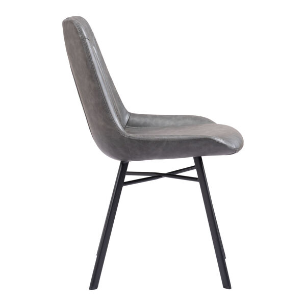 Tyler Vintage Gray and Matte Black Dining Chair, image 2