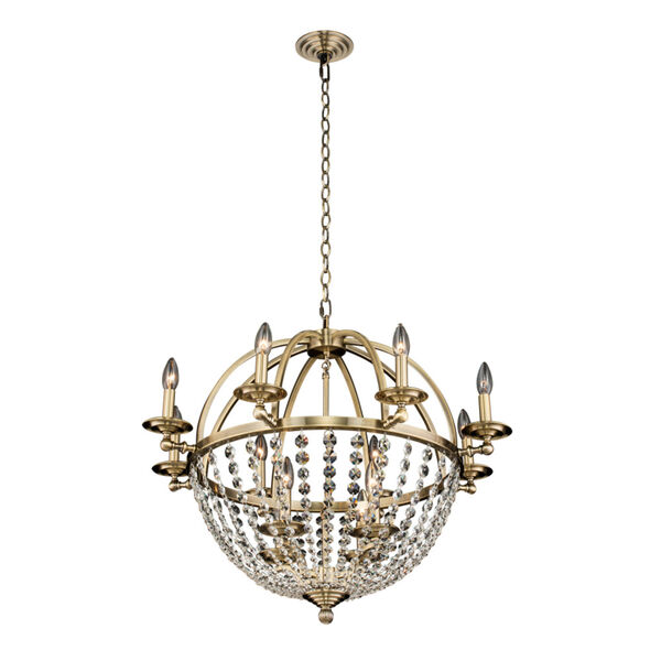 Pendolo Brushed Champagne Gold 12-Light Chandelier with Firenze Crystal, image 1