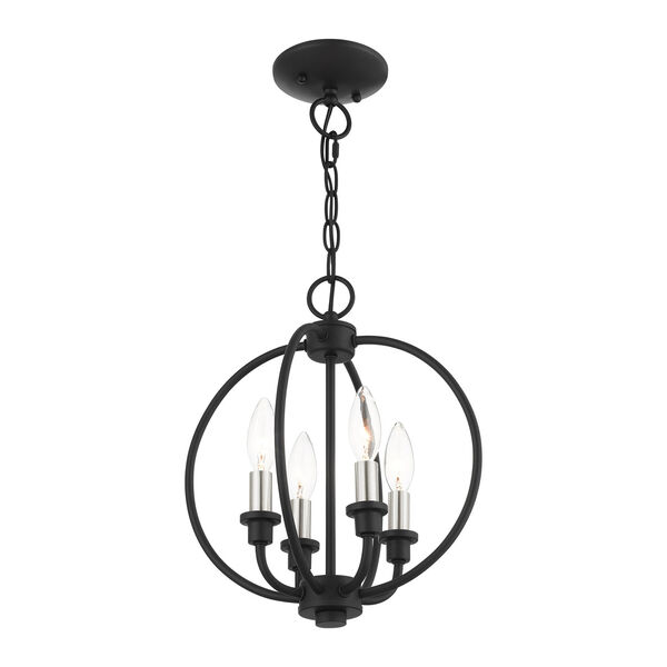 Milania Black and Brushed Nickel Four-Light Convertible Chandelier, image 4
