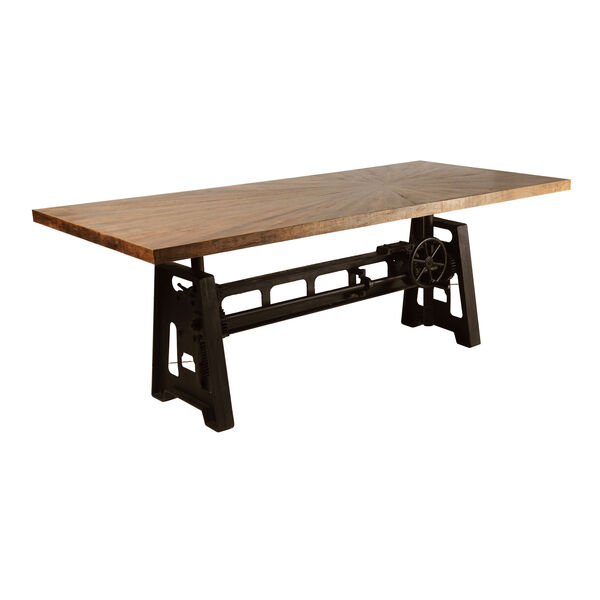 Del Sol Brown and Black Adjustable Height Crank Dining Table, image 1