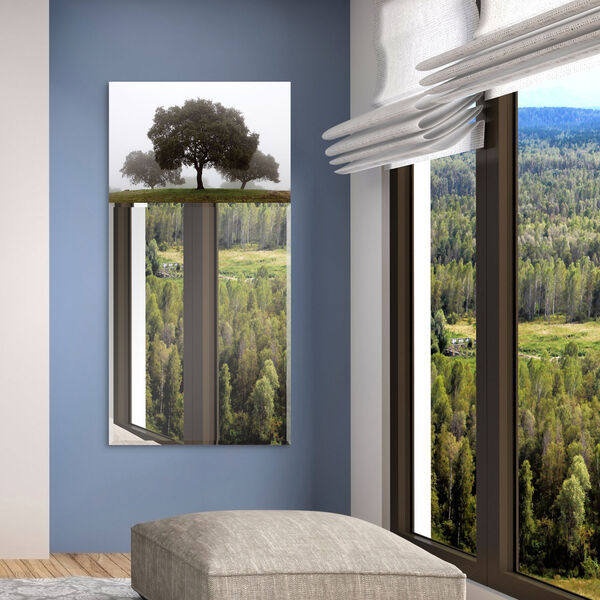 Solitude Gray 48 x 24-Inch Rectangular Beveled Wall Mirror, image 5