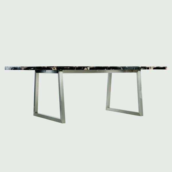 Pierre Noire Black and Polished Stainless Steel Dining Table, image 4