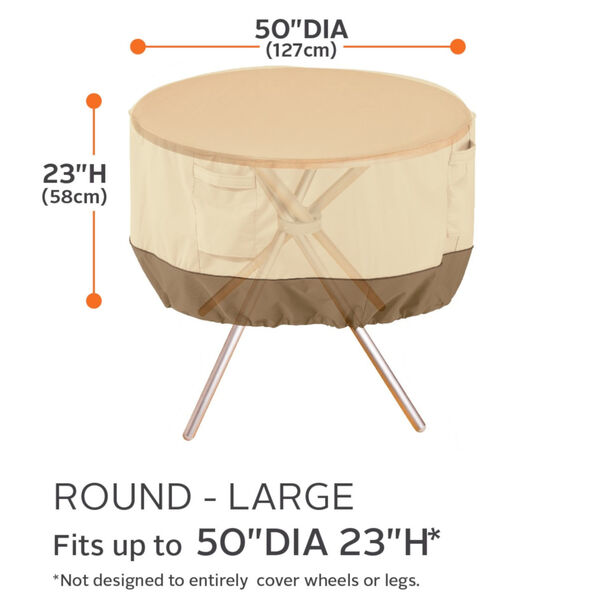 Ash Beige and Brown 50-Inch Round Patio Table Cover, image 4