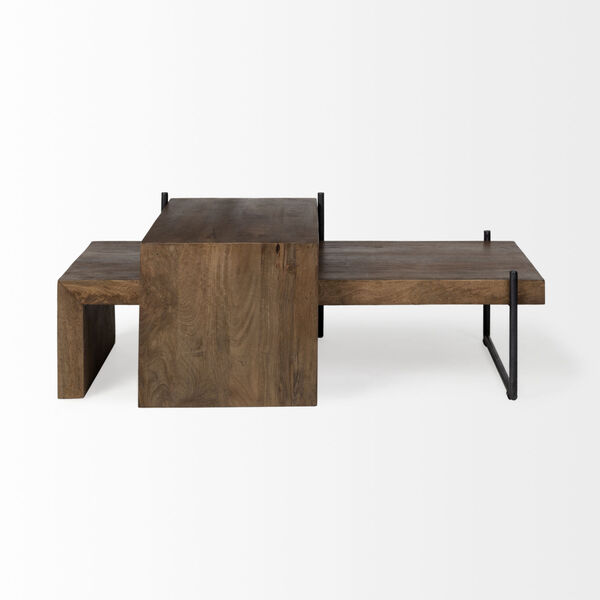 Maddox III Brown and Black Solid Wood Nesting Coffee Table, image 4