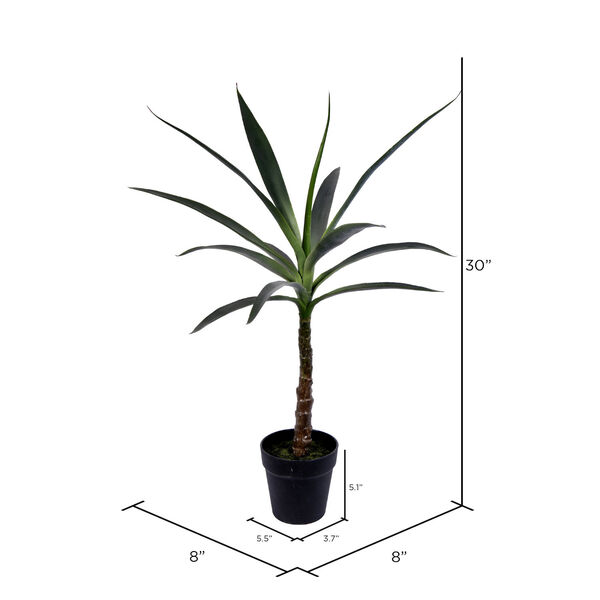 Green 30-Inch Yucca Tree with Black Pot, image 2