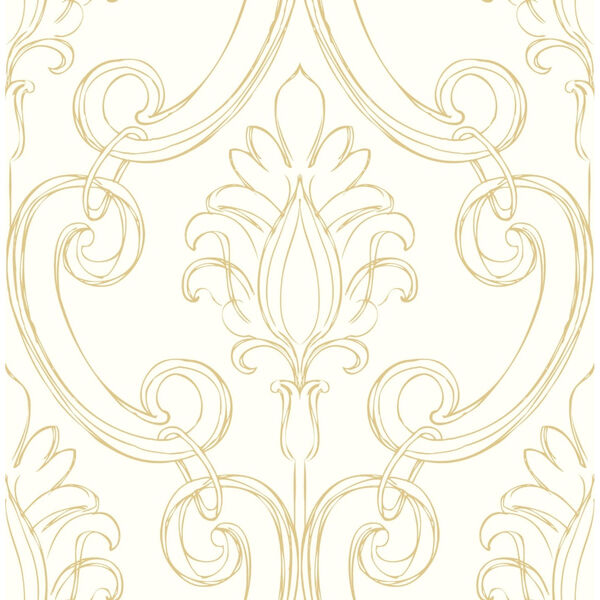 NextWall Beige Sketched Damask Peel and Stick Wallpaper, image 2
