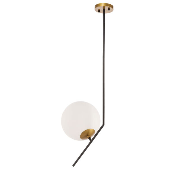 Ryland Black Brass One-Light Pendant with Frosted White Glass, image 4