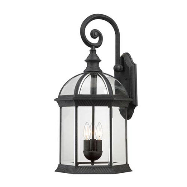Webster Textured Black Three-Light Outdoor Wall Sconce, image 1
