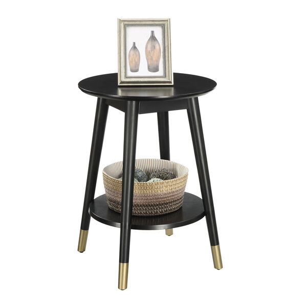 Uptown Black Round End Table with Bottom Shelf, image 2