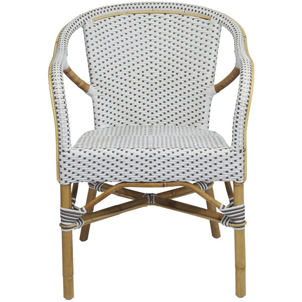 Madeleine Natural Rattan and White with Cappuccino Dots Bistro Armchair, image 2