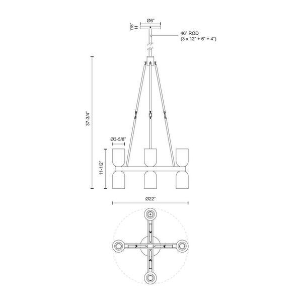 Lucian Urban Bronze Eight-Light Chandelier with Clear Crystal Shades, image 3