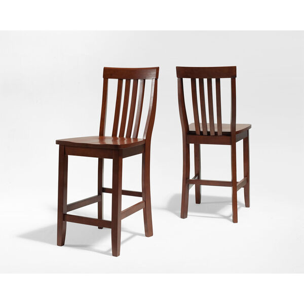 School House Bar Stool in Classic Cherry Finish with 24 Inch Seat Height- Set of Two, image 3