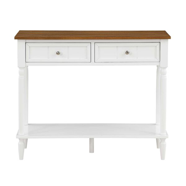 French Country Two Drawer Hall Table in Driftwood and White, image 11