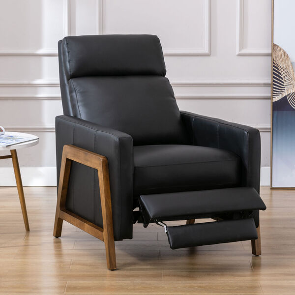 Reed Black and Chestnut Brown Leather Push Back Recliner, image 4